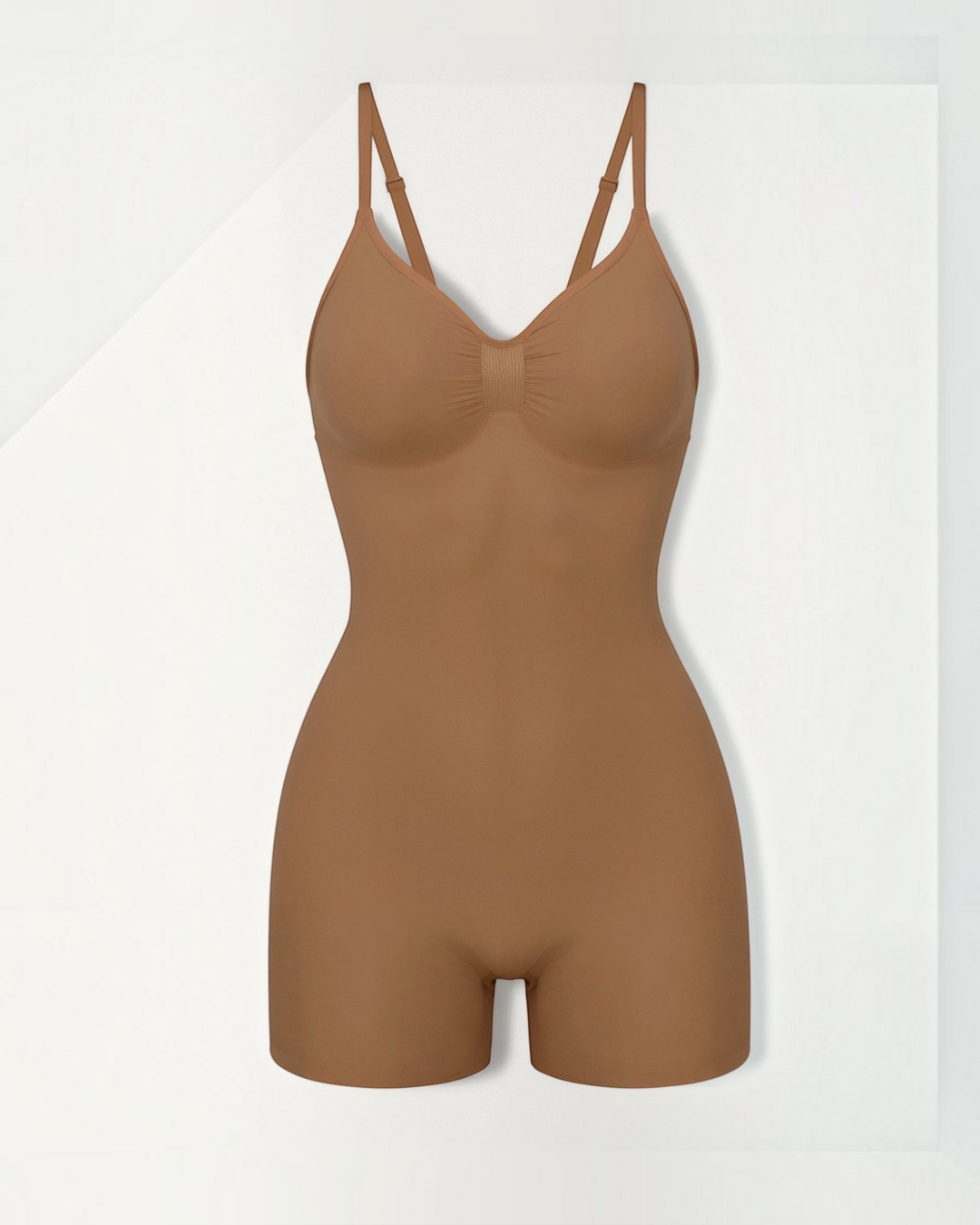 Luna Moda Clelia beige seamless sculpting bodysuit with integrated cups and adjustable straps for a smooth silhouette