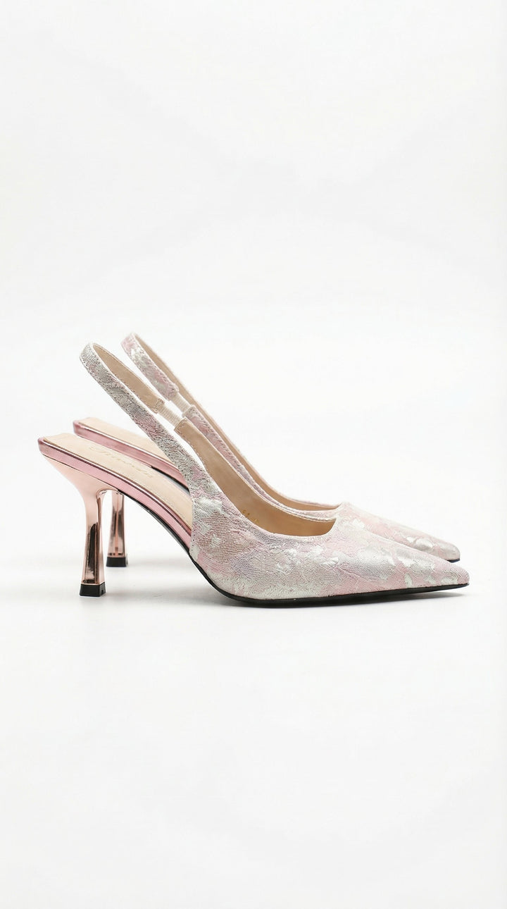 RACHEL – Sandali slingback in pizzo floreale