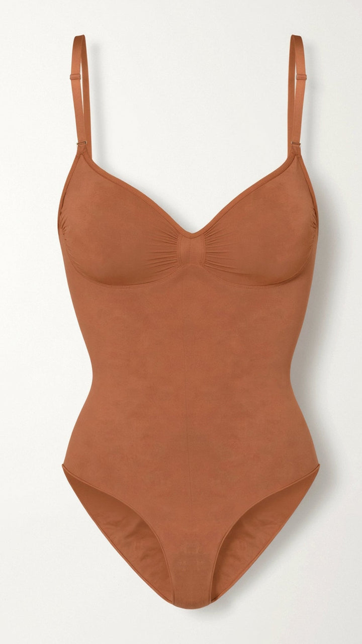 Body modellante senza cuciture con scollo a V e spalline sottili
