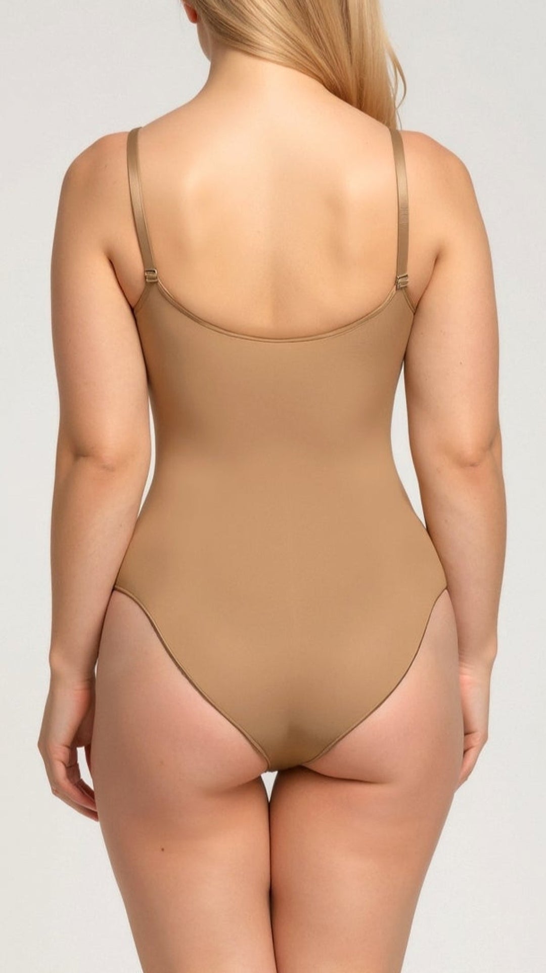 Body modellante senza cuciture con scollo a V e spalline sottili