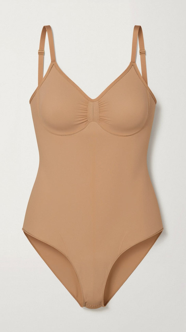 Body modellante senza cuciture con scollo a V e spalline sottili