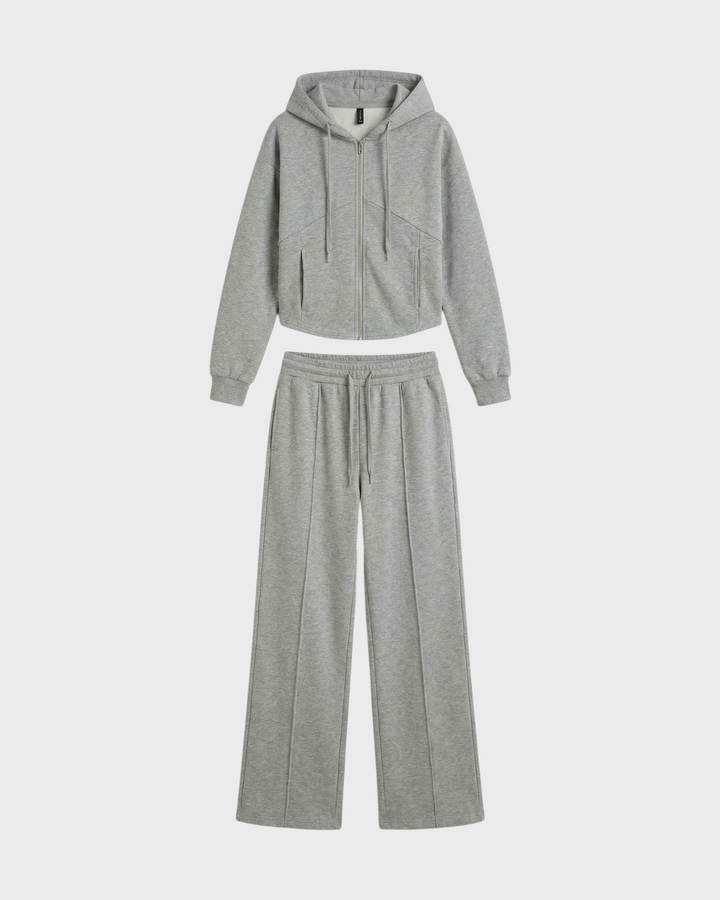 Iolanda – Completo felpa e pantaloni larghi in grigio | Luna Moda
