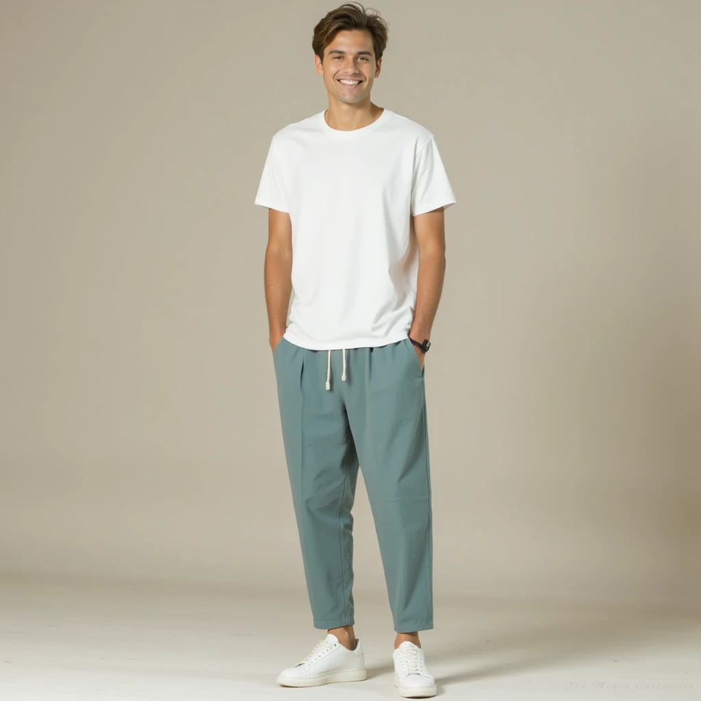 Santorini – Pantaloni in lino-cotone a gamba larga
