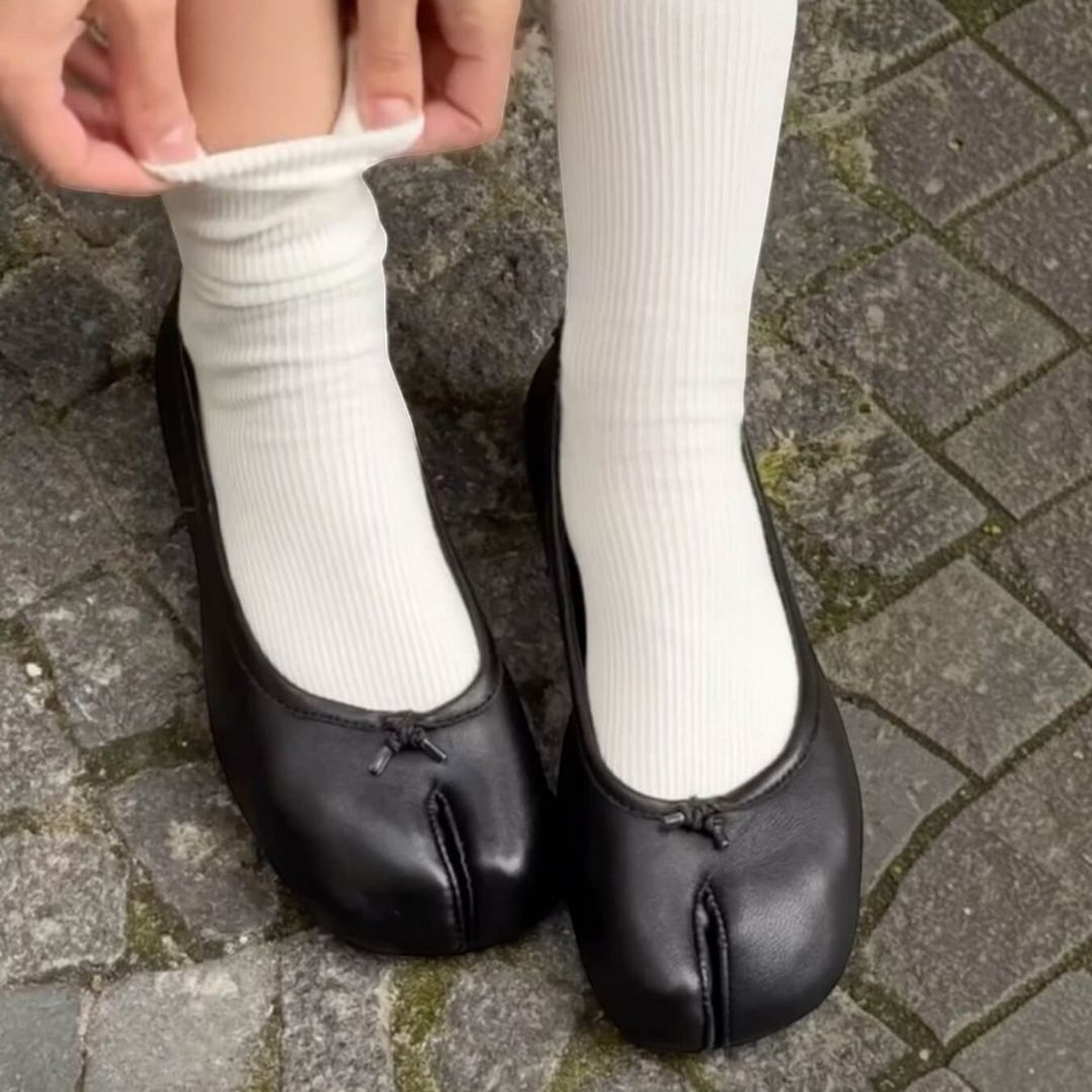 Alba – Ballerine tabi in ecopelle in nero | Luna Moda