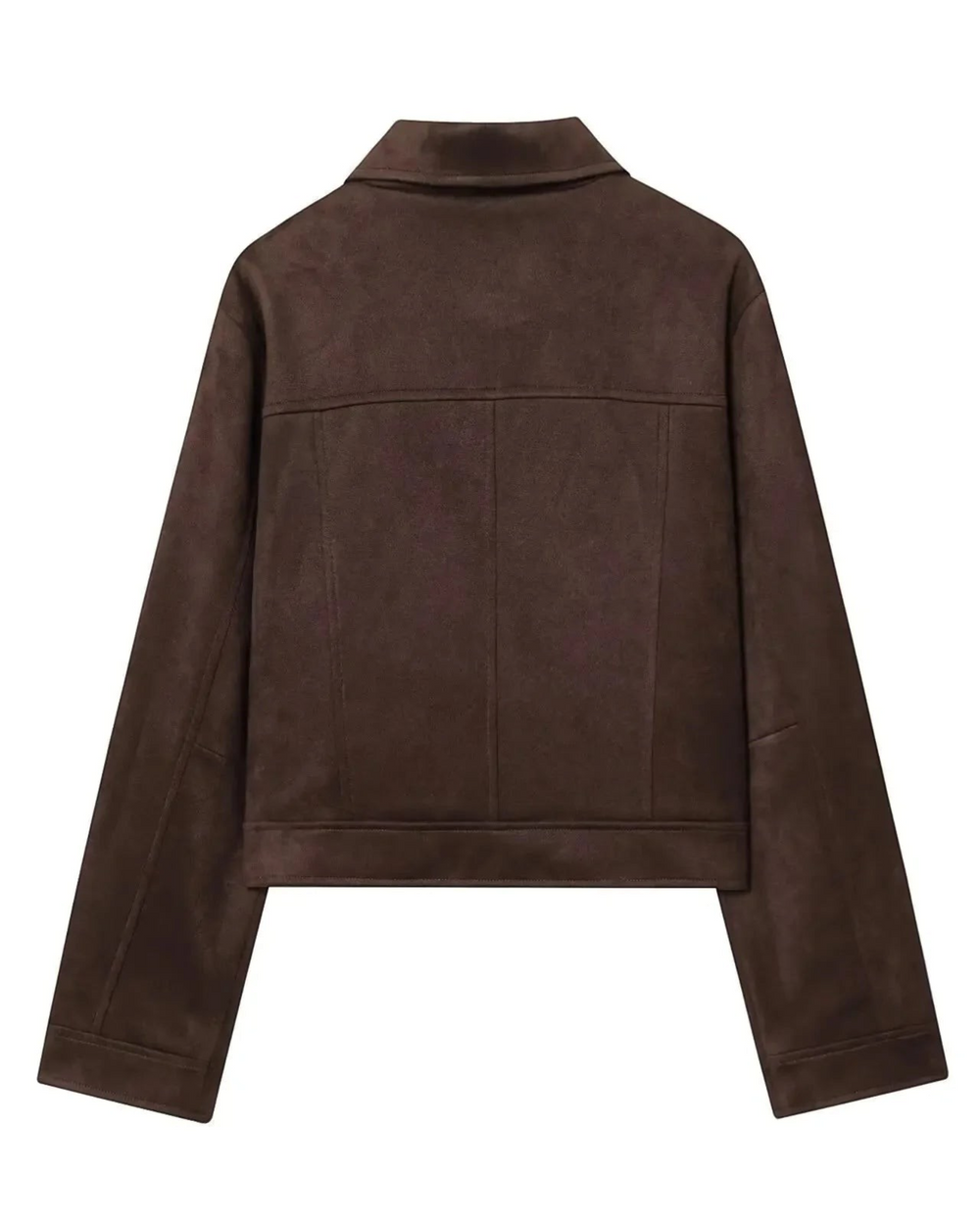 GINEVRA di Luna Moda, giacca corta da donna effetto scamosciato, colore marrone.