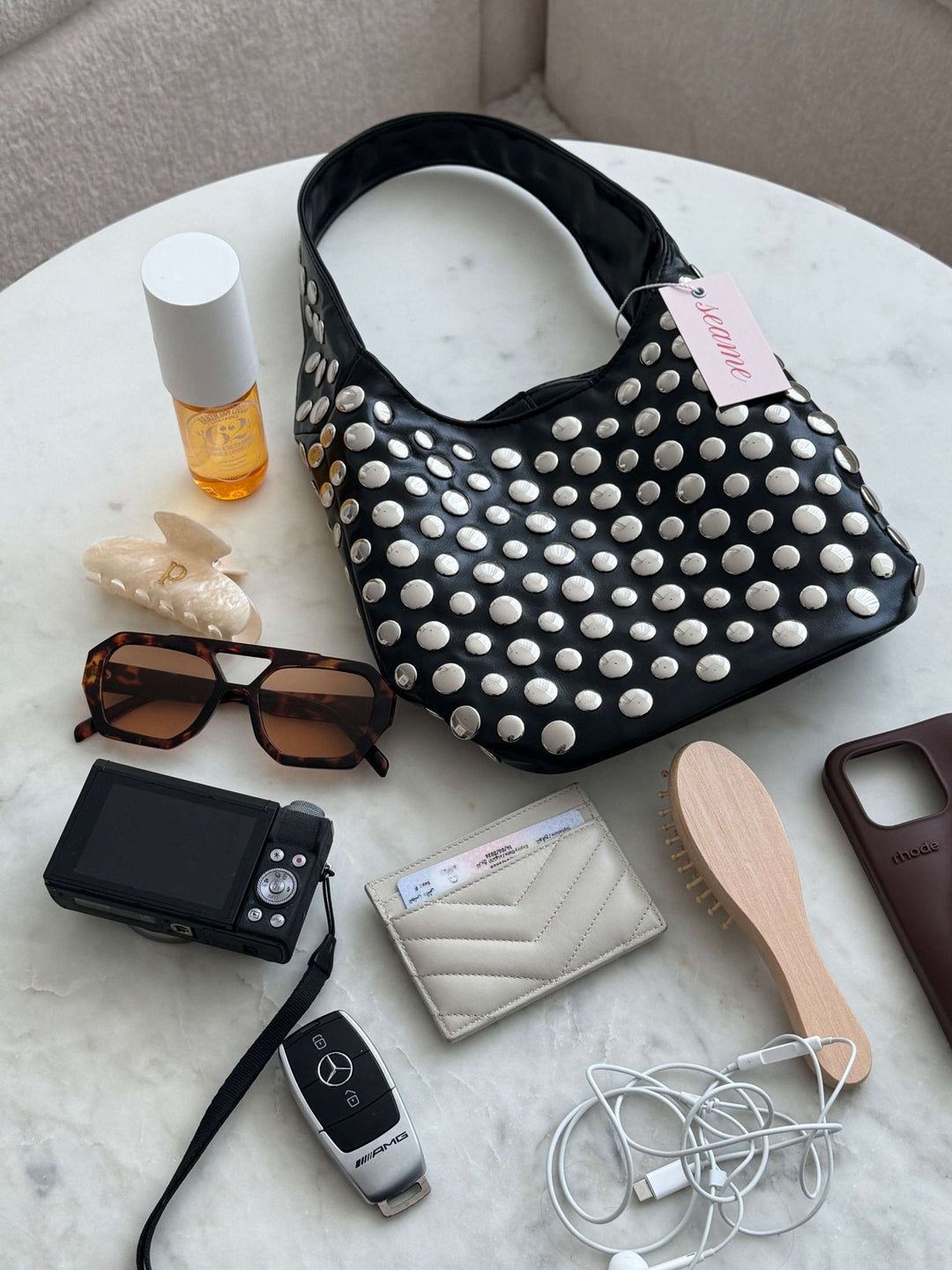 LIVIA - Borsa a secchiello con borchie