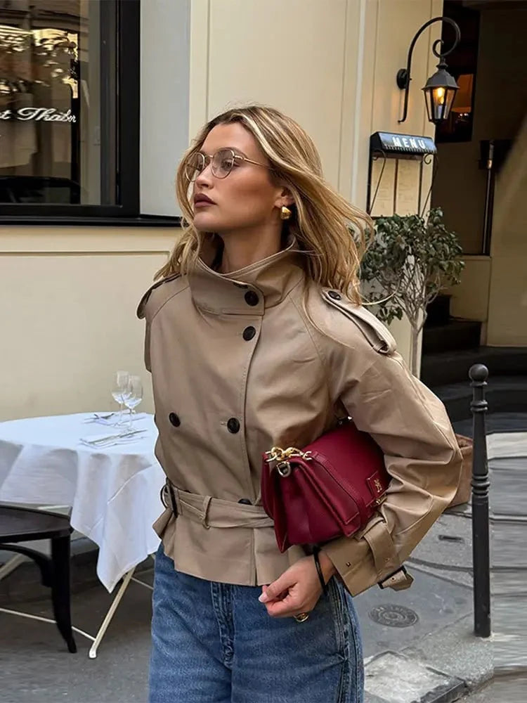 LIVIA - Giacca Trench Corta con Cintura