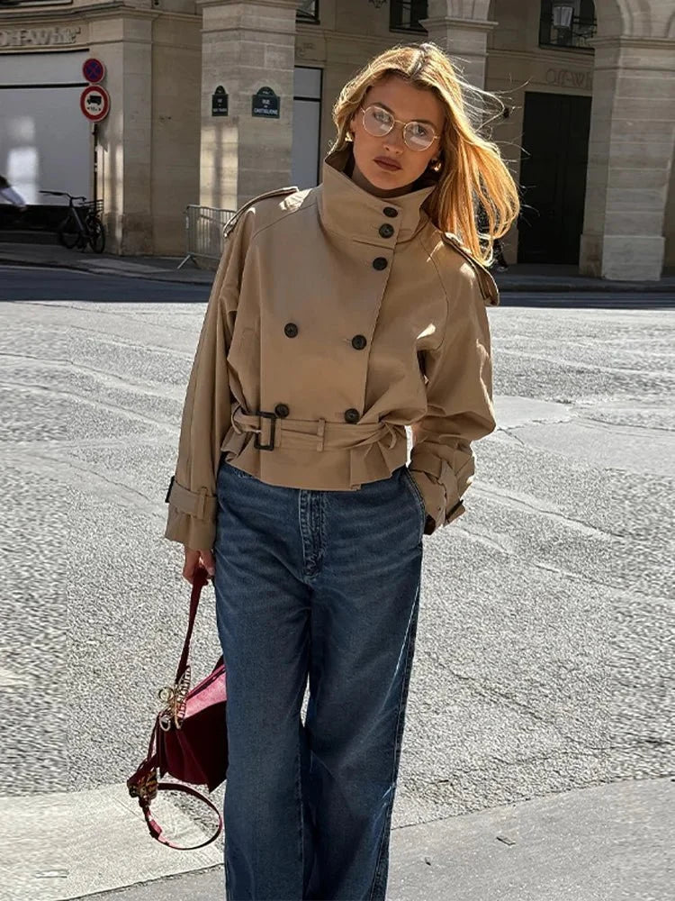 LIVIA - Giacca Trench Corta con Cintura