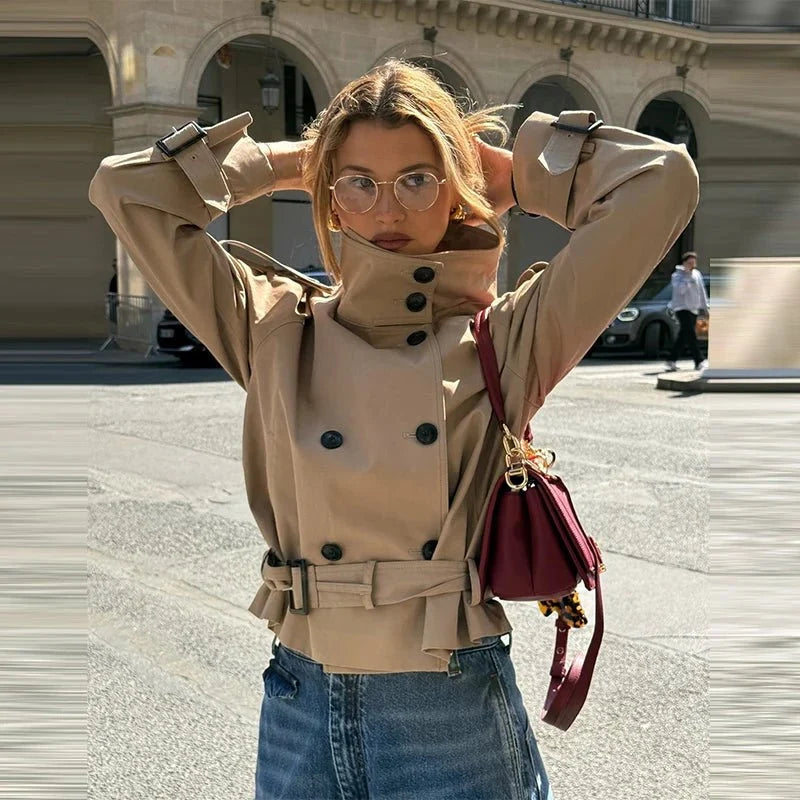 LIVIA - Giacca Trench Corta con Cintura
