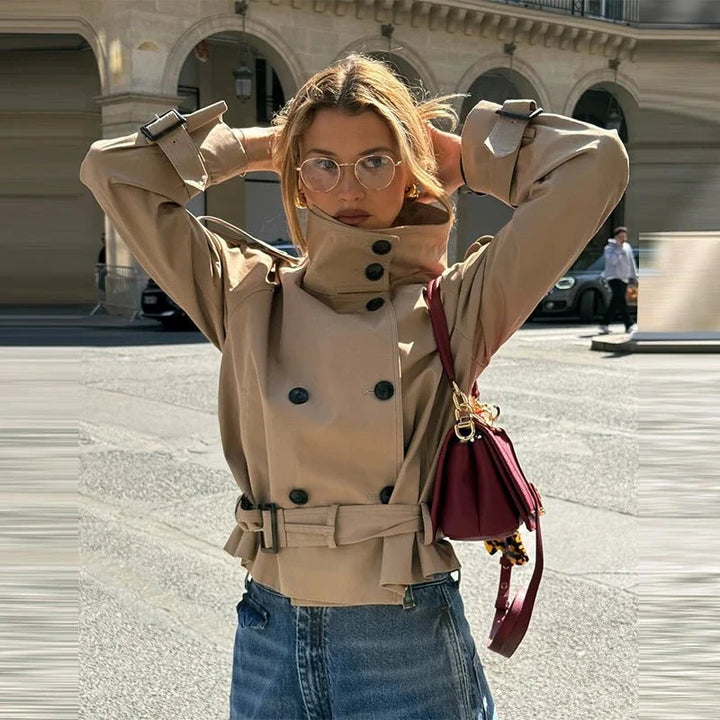 LIVIA - Giacca Trench Corta con Cintura