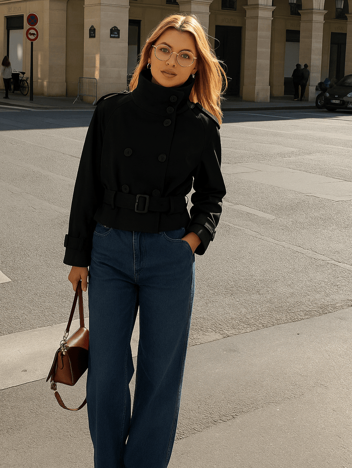 LIVIA - Giacca Trench Corta con Cintura