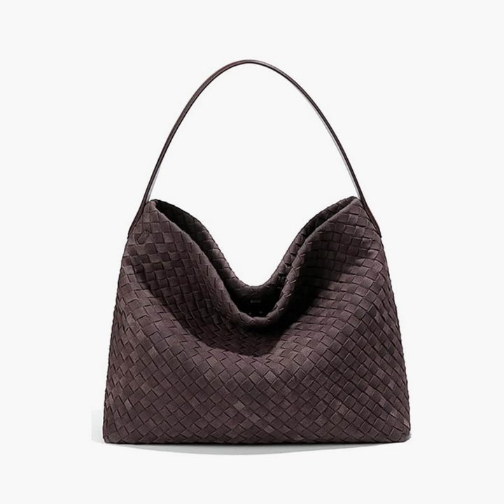 Stefania – Borsa a spalla in suede in marrone scuro | Luna Moda