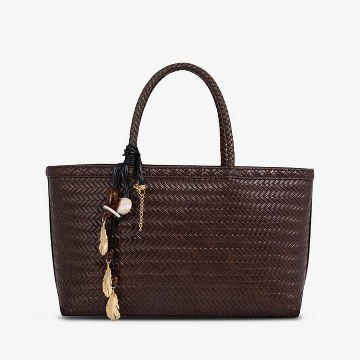 Nicolina – Borsa a spalla intrecciata in marrone scuro | Luna Moda