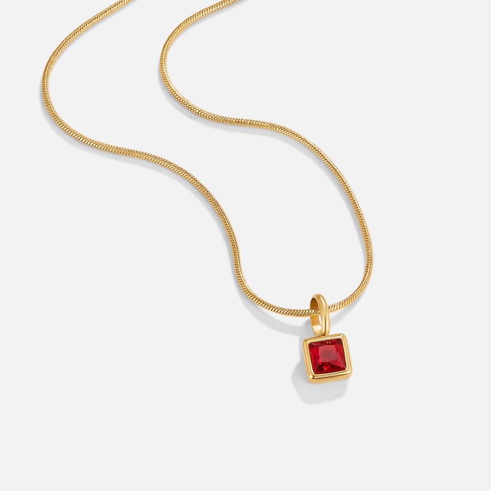 Collana con pendente quadrato e pietra del mese