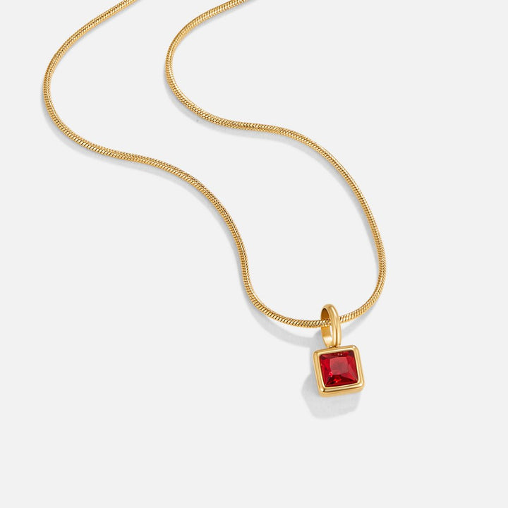 Collana con pendente quadrato e pietra del mese